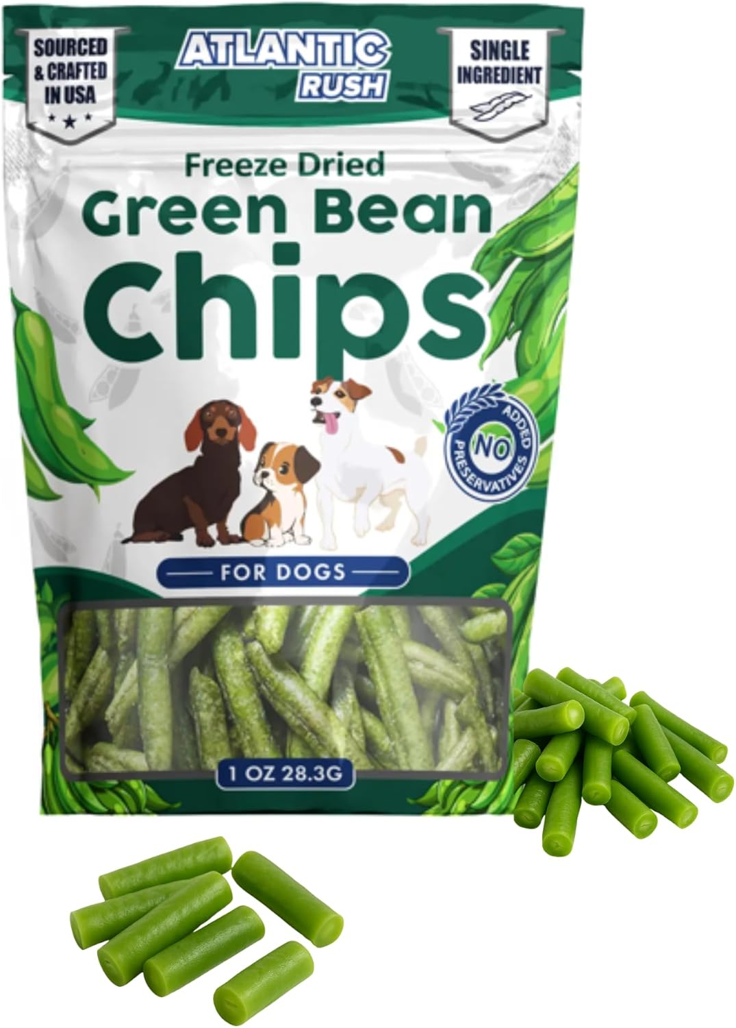 Atlantic Rush Freeze Dried Green Bean Chips for Dogs