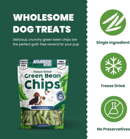Atlantic Rush Freeze Dried Green Bean Chips for Dogs