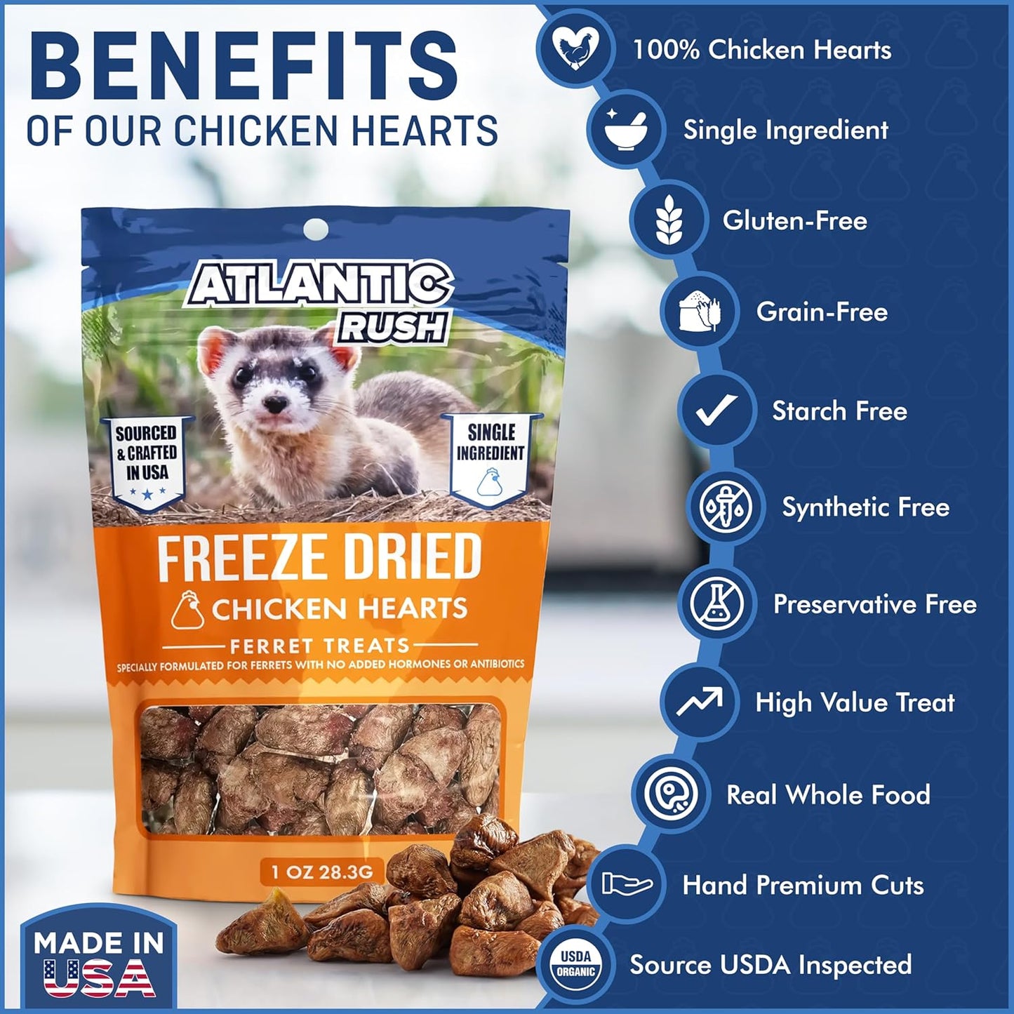 Freeze-Dried Chicken Heart Ferret Treats