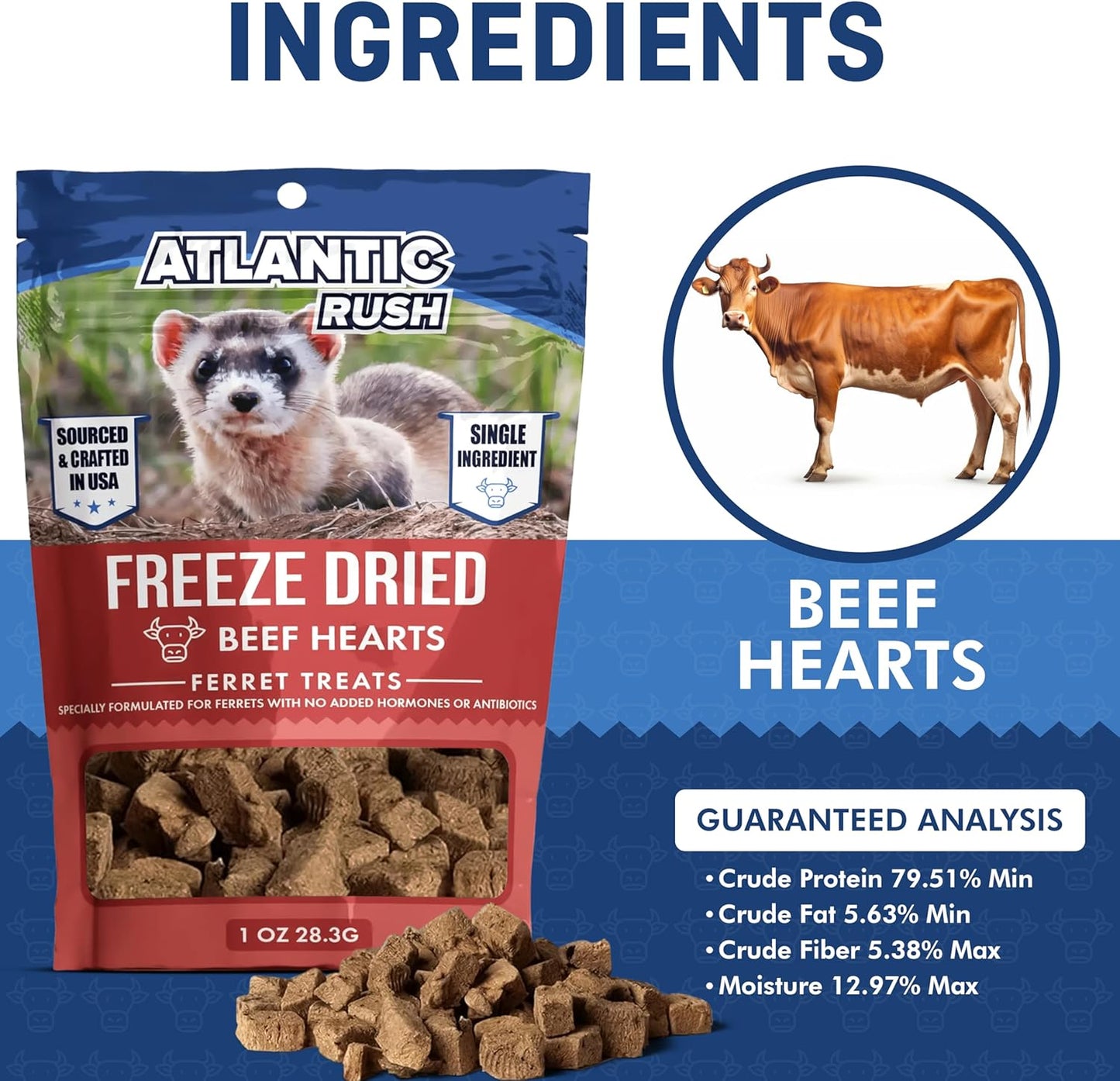 Freeze-Dried Beef Hearts Ferret Treats